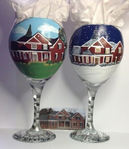 Custom Painted House Wine Glasses