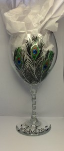 Peacock Feather Wine Glass